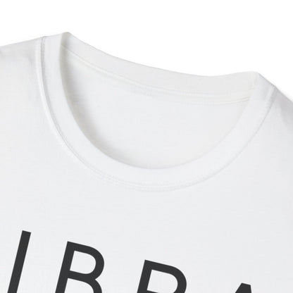 light blue t-shirt libra astrology design flat lay