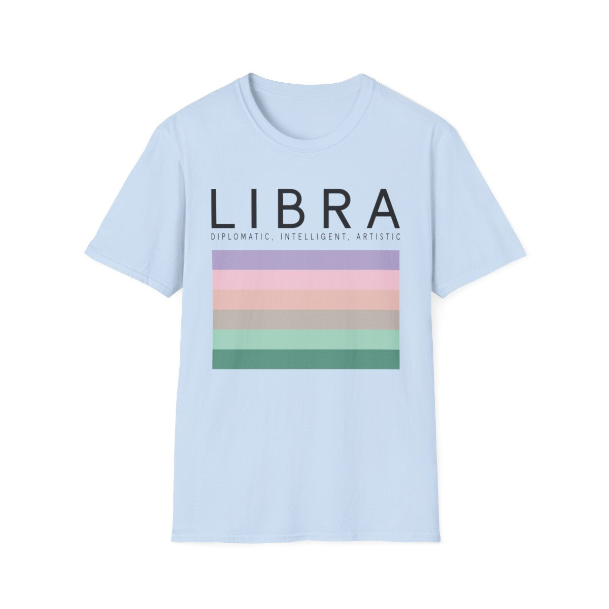 natural t-shirt with libra zodiac scales artwork