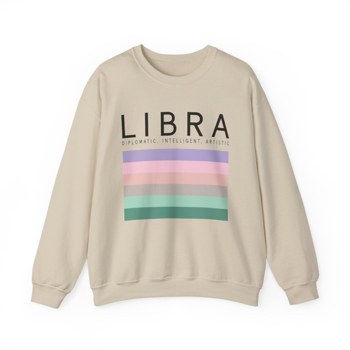 sport grey sweatshirt featuring retro pastel stripe libra astrology graphic
