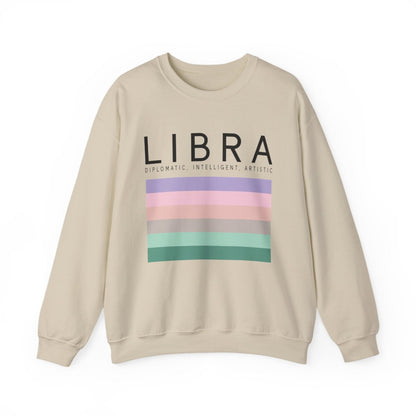 sport grey sweatshirt featuring retro pastel stripe libra astrology graphic