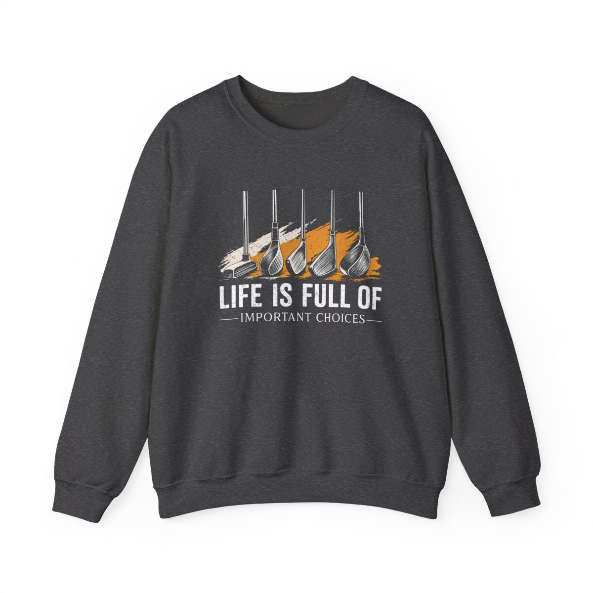 navy sweatshirt with important choices golf slogan print