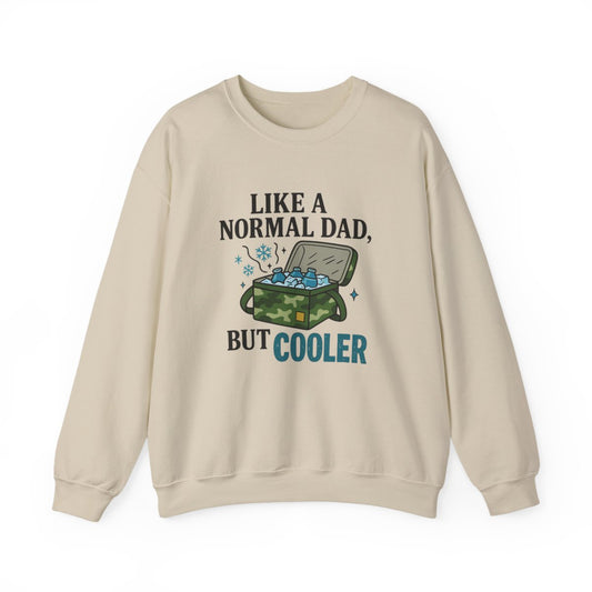 sport grey sweatshirt with like a normal dad but cooler funny slogan print