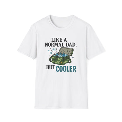 natural coloured t-shirt with like a normal dad but cooler print detail