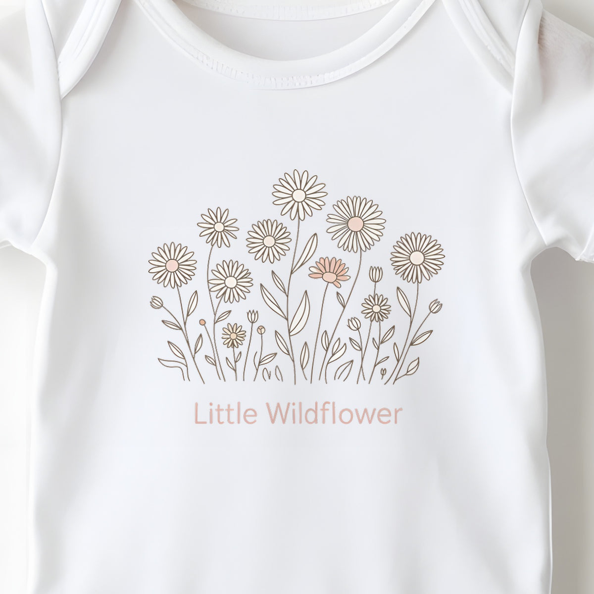 Little Wildflower baby grow print close-up