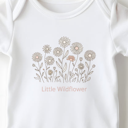 Little Wildflower baby grow print close-up