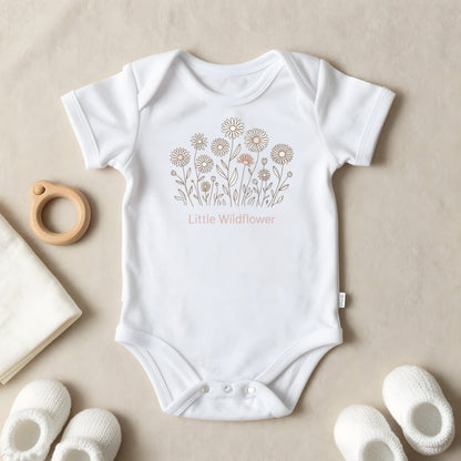 Little Wildflower baby grow laid flat