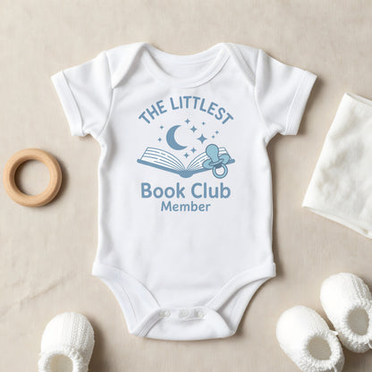 The Littlest Book Club Member baby grow laid flat