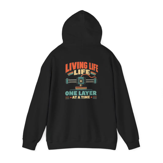 Living Life One Layer at a Time - Vintage 3D Printing Hoodie S / Black gift_idea unique_gift personalised_gift