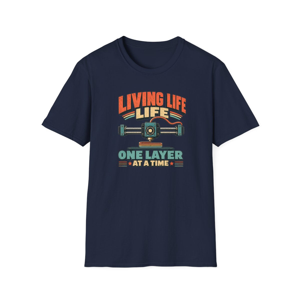 dark chocolate t-shirt with living life one layer at a time vintage 3d printing design