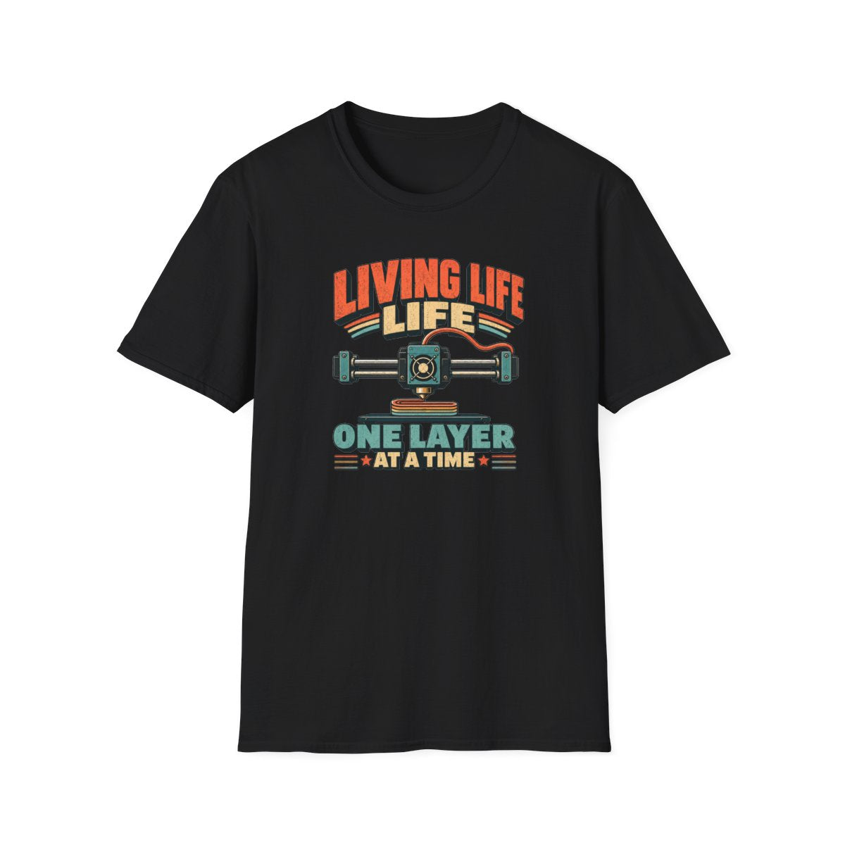 navy t-shirt with layer height 3d printer slogan for makers and hobbyists