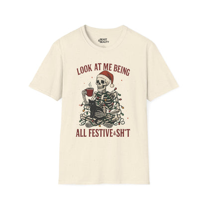 look at me being all festive christmas t-shirt natural t-shirt Christmas gift idea