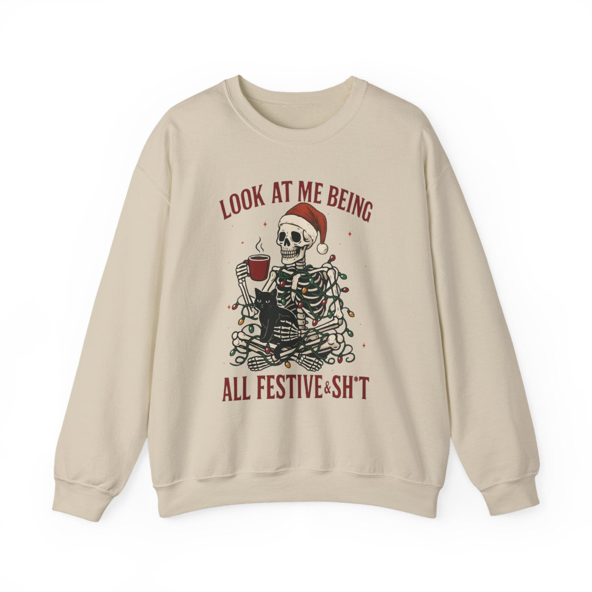 Festive Skeleton Christmas Sweatshirt - funny sweatshirt by Cheeky Business