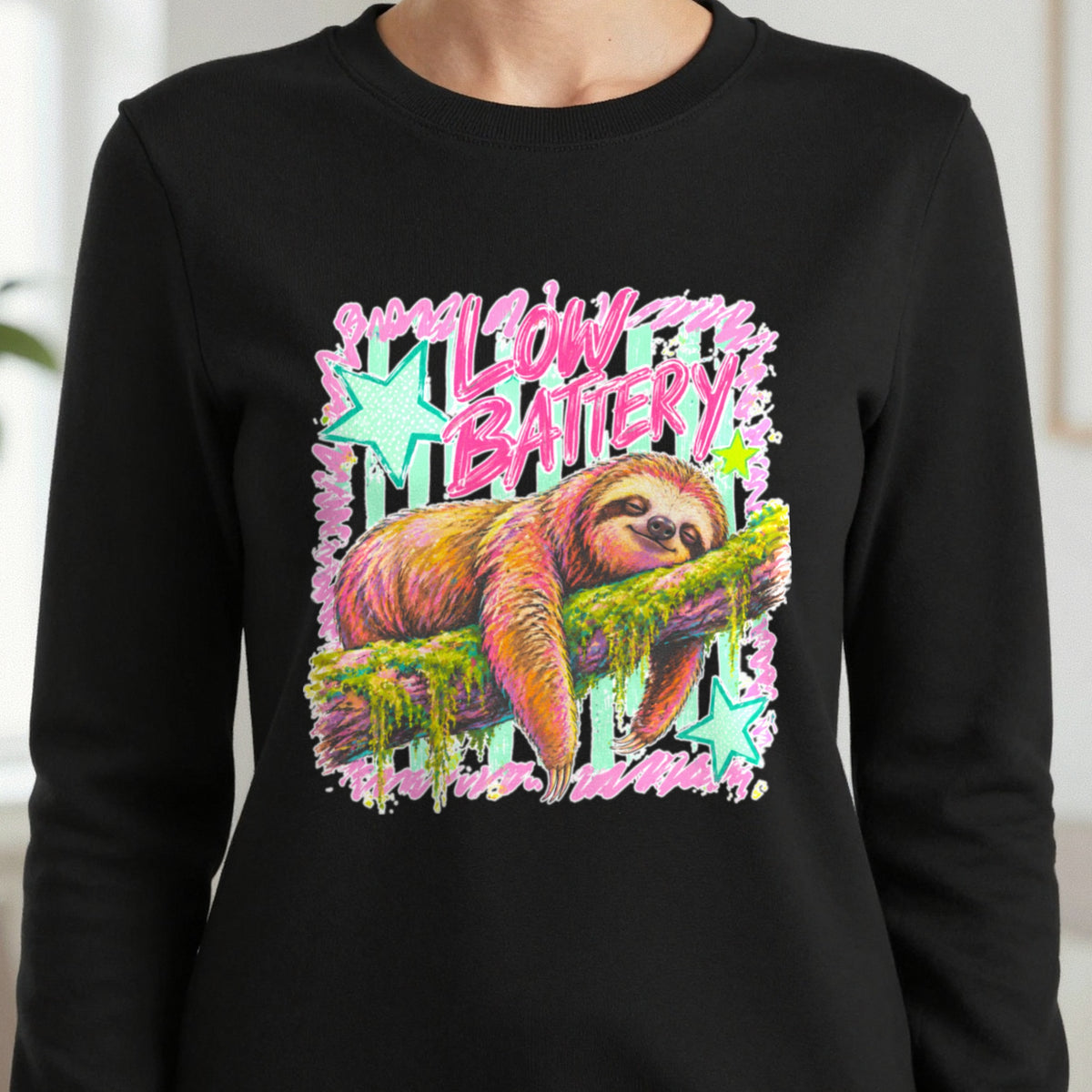 Low Battery Sloth T-Shirt & Sweatshirt in another colour