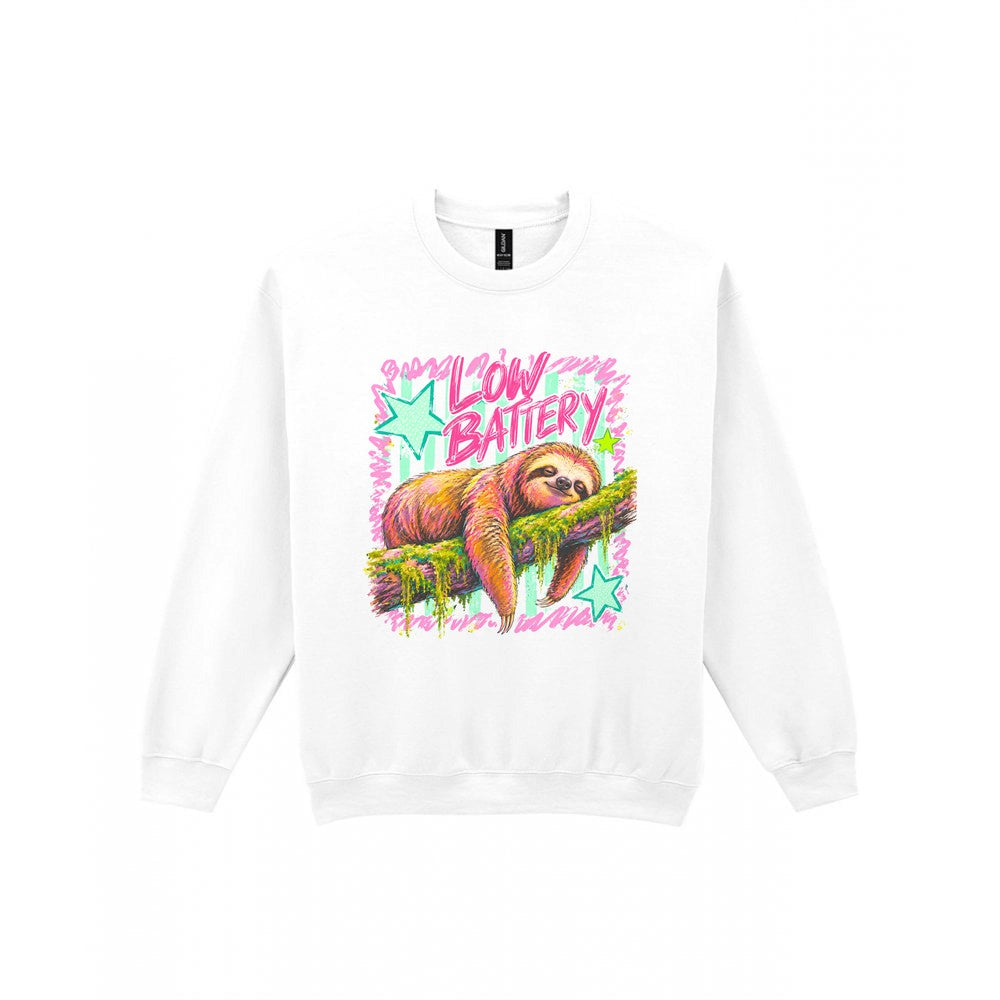 Low Battery Sloth T-Shirt & Sweatshirt Sweatshirt in White