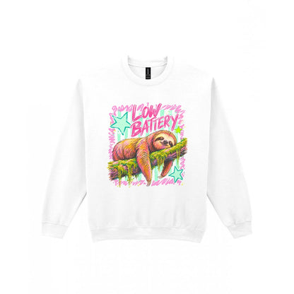 Low Battery Sloth T-Shirt & Sweatshirt Sweatshirt in White