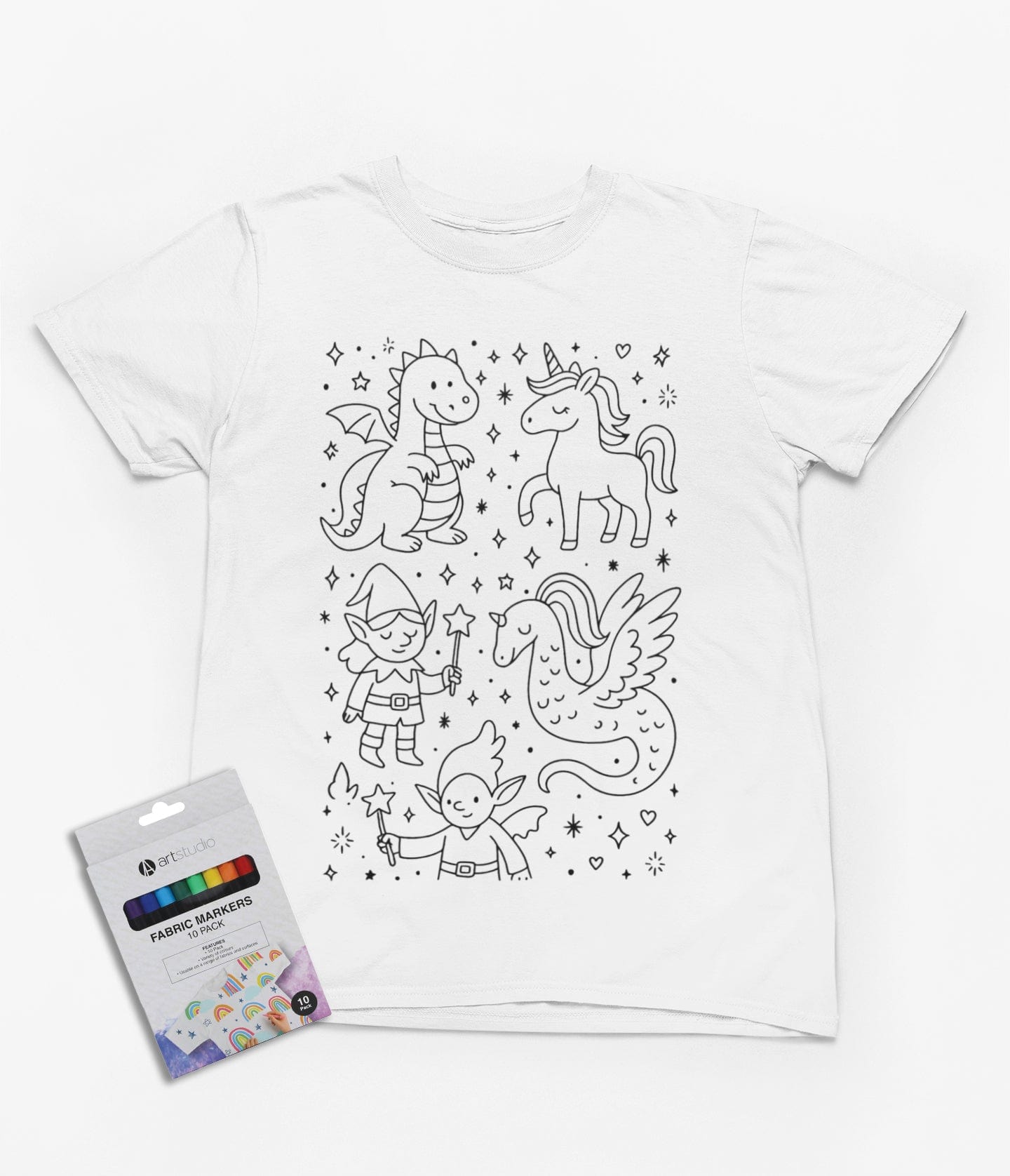 magical creatures colour-in t-shirt t-shirt front product image