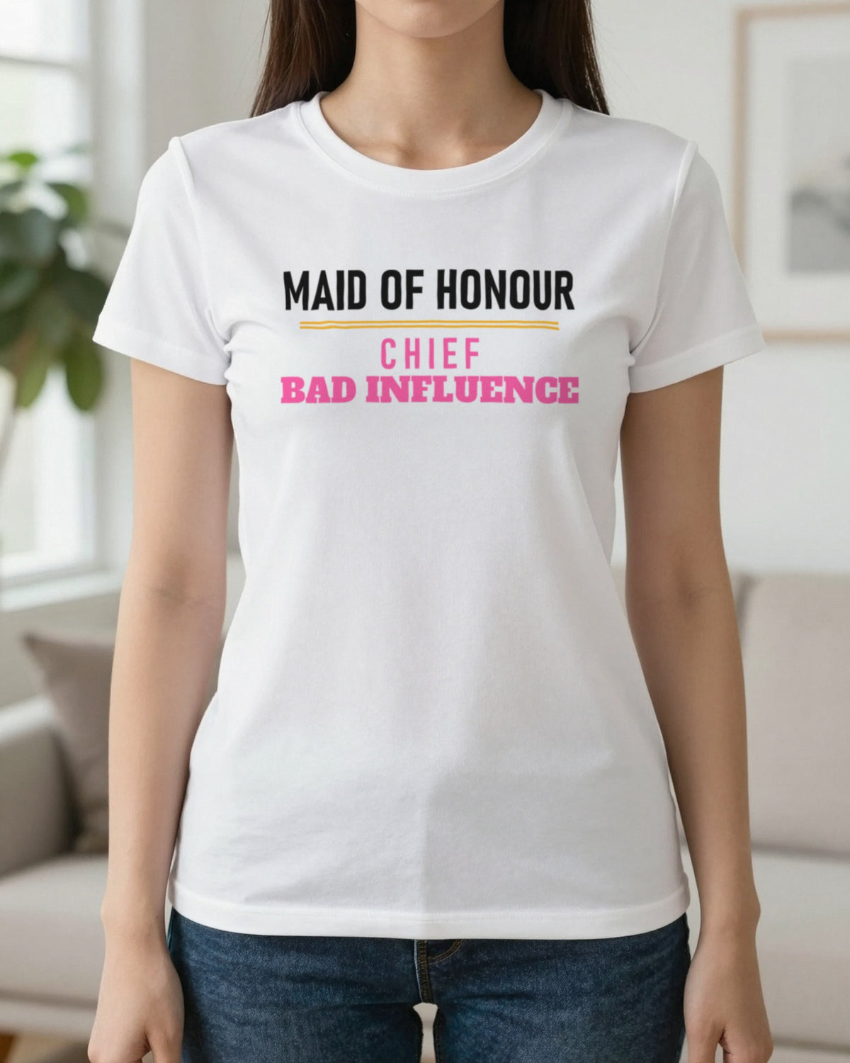 Maid Of Honour Chief Bad Influence Hen Do T-Shirt & Sweatshirt worn