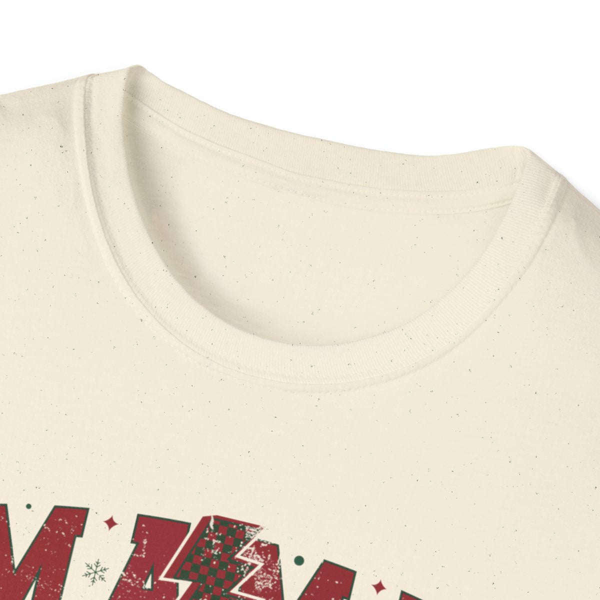 sport grey t-shirt showing Mama Claus sweater-inspired design