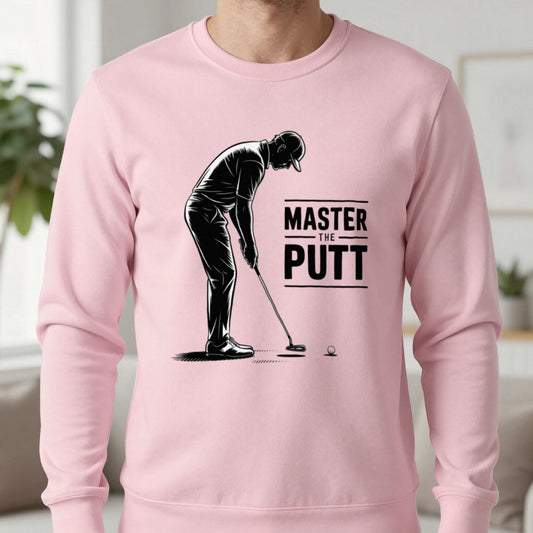 Master The Putt Golf Sweatshirt in Light Pink, worn, our photo
