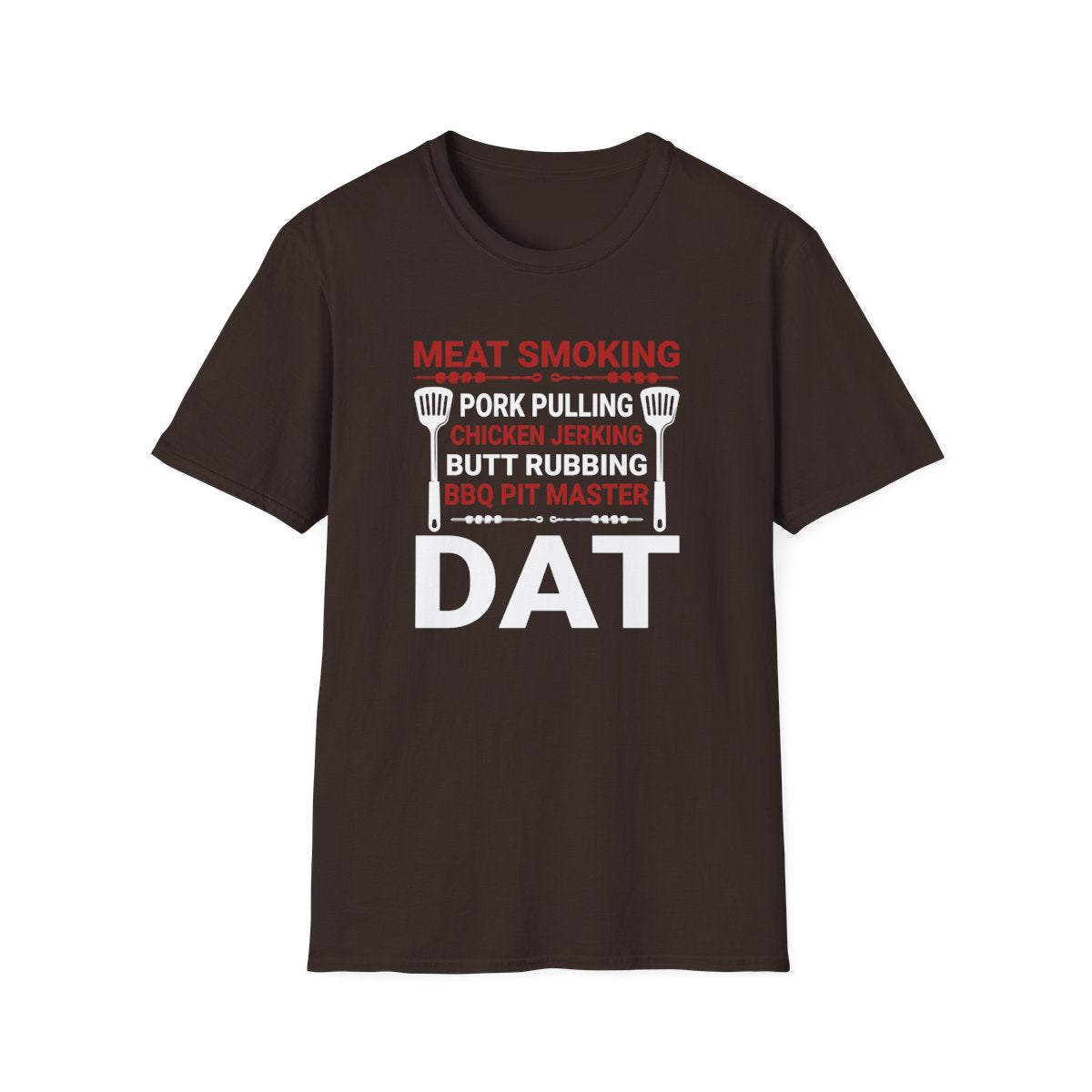 dark chocolate t-shirt with pit master BBQ smoking meat graphic for dads