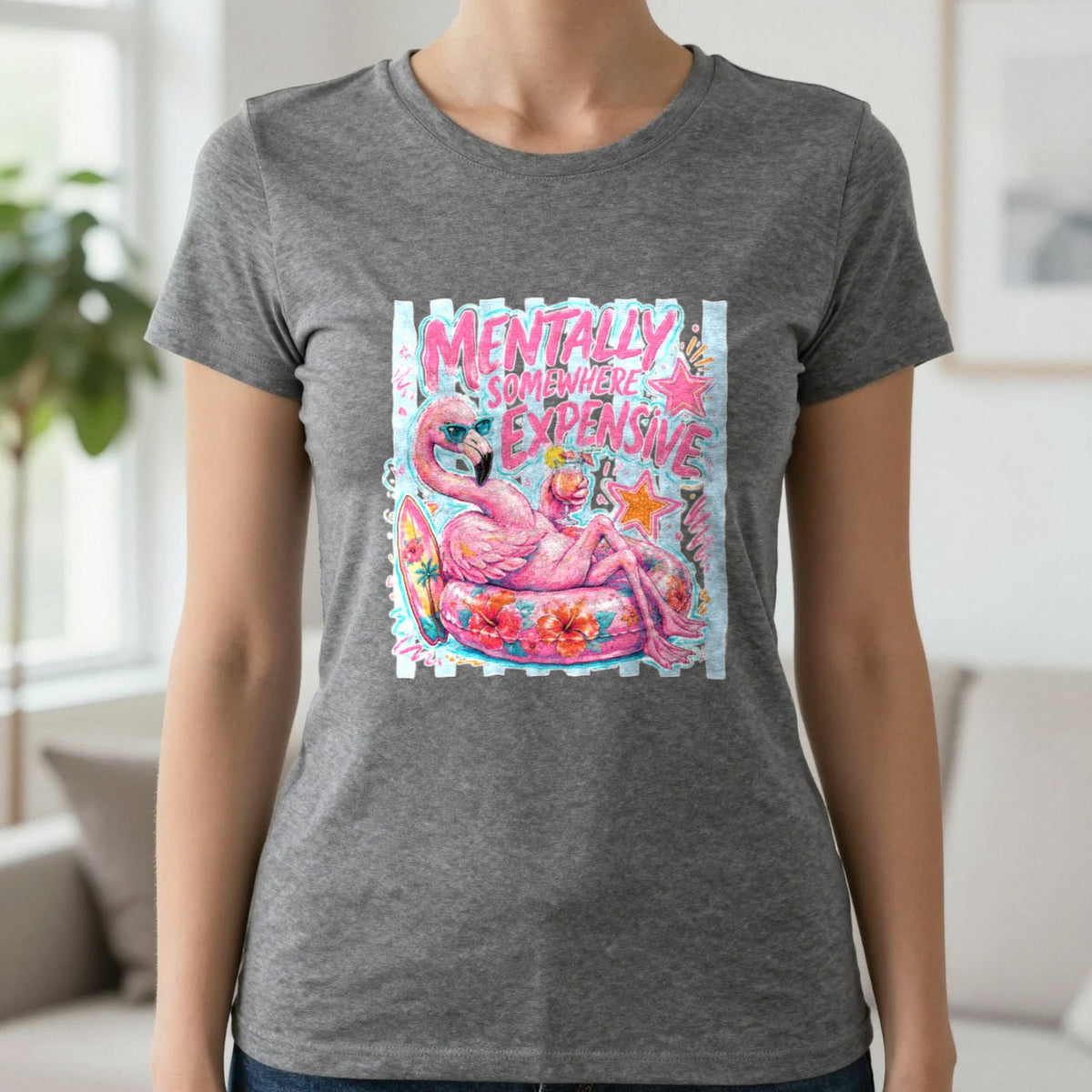 Mentally Somewhere Expensive T-Shirt & Sweatshirt in Charcoal, worn, our photo