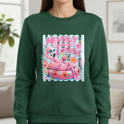 Mentally Somewhere Expensive T-Shirt & Sweatshirt in Forest Green, worn, our photo