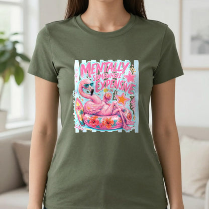 Mentally Somewhere Expensive T-Shirt & Sweatshirt in Military Green, worn, our photo