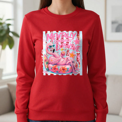 Mentally Somewhere Expensive T-Shirt & Sweatshirt in Red, worn, our photo