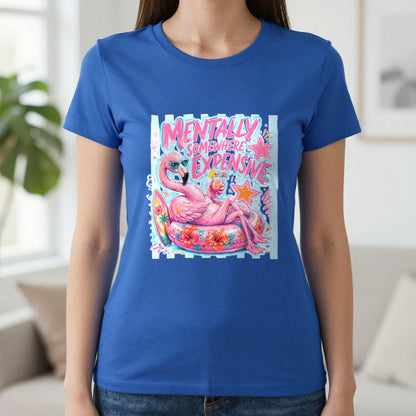 Mentally Somewhere Expensive T-Shirt & Sweatshirt in Royal, worn, our photo