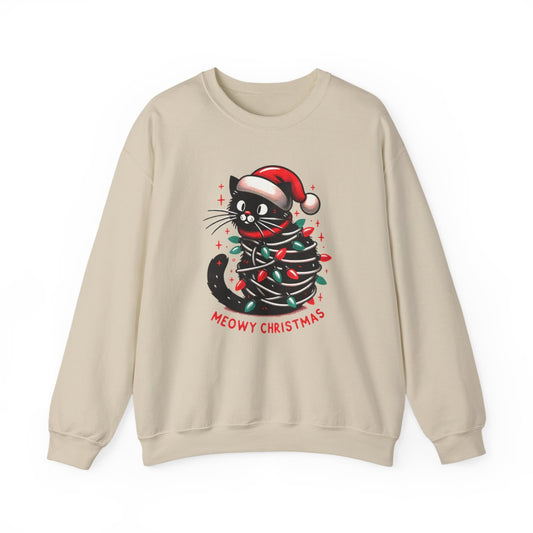 Meowy Christmas Cat Sweatshirt - funny sweatshirt by Cheeky Business