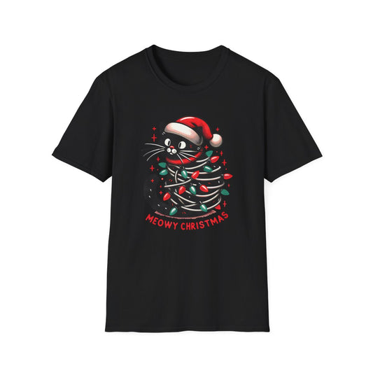 Meowy Christmas Cat T-Shirt - funny t-shirt by Cheeky Business