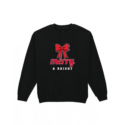Merry & Bright Bow Christmas Jumper & T-Shirt Sweatshirt in Black