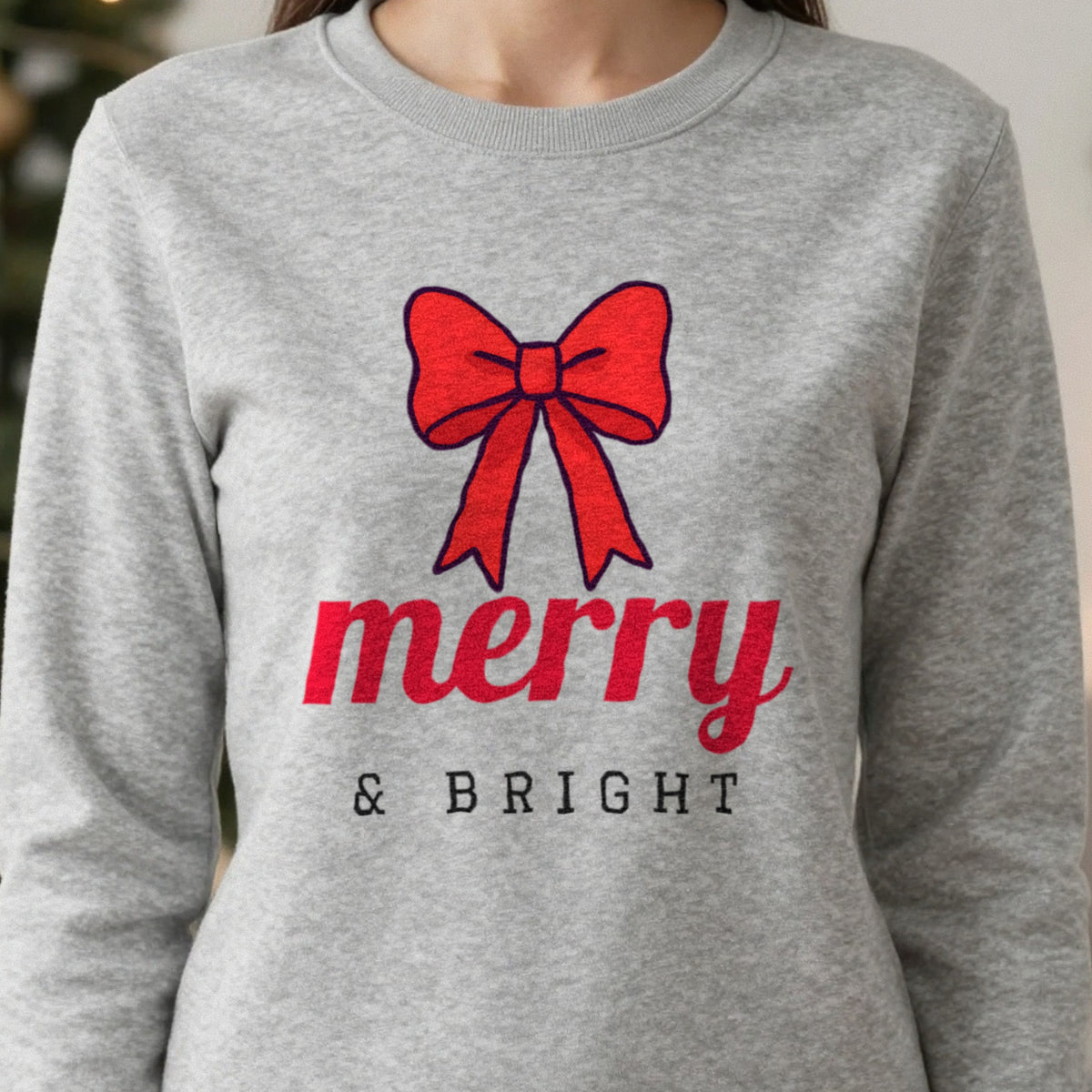 Merry & Bright Bow Christmas Jumper & T-Shirt in another colour