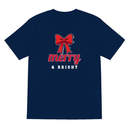Merry & Bright Bow Christmas Jumper & T-Shirt T-Shirt in Navy