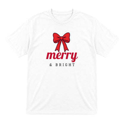Merry & Bright Bow Christmas Jumper & T-Shirt T-Shirt in White