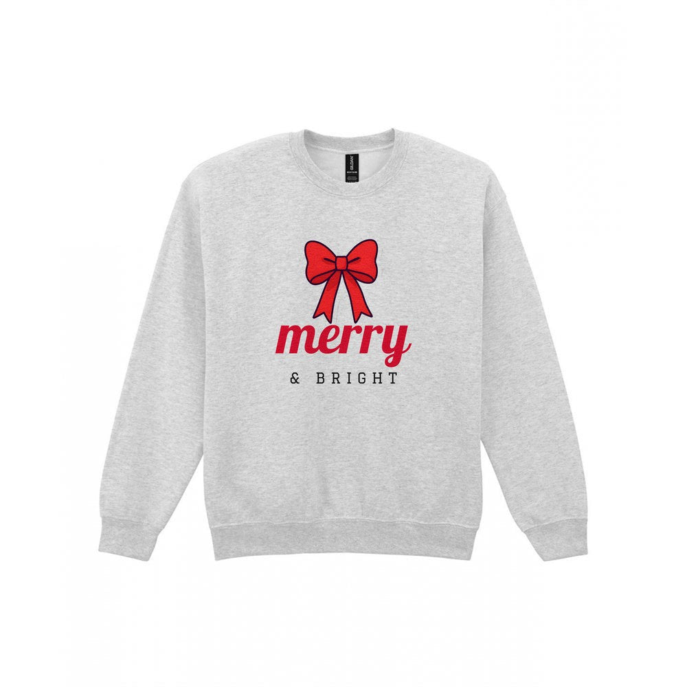 Merry & Bright Bow Christmas Jumper & T-Shirt Sweatshirt in Sport Grey