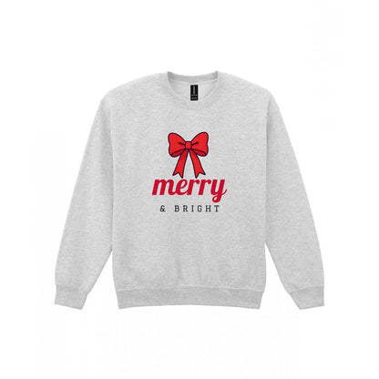 Merry & Bright Bow Christmas Jumper & T-Shirt Sweatshirt in Sport Grey
