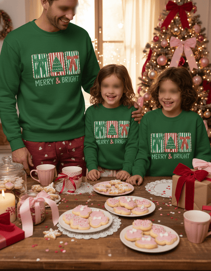 Merry & Bright Christmas Coquette Cookie Sweatshirt – Festive Biscuit Design gift_idea unique_gift personalised_gift