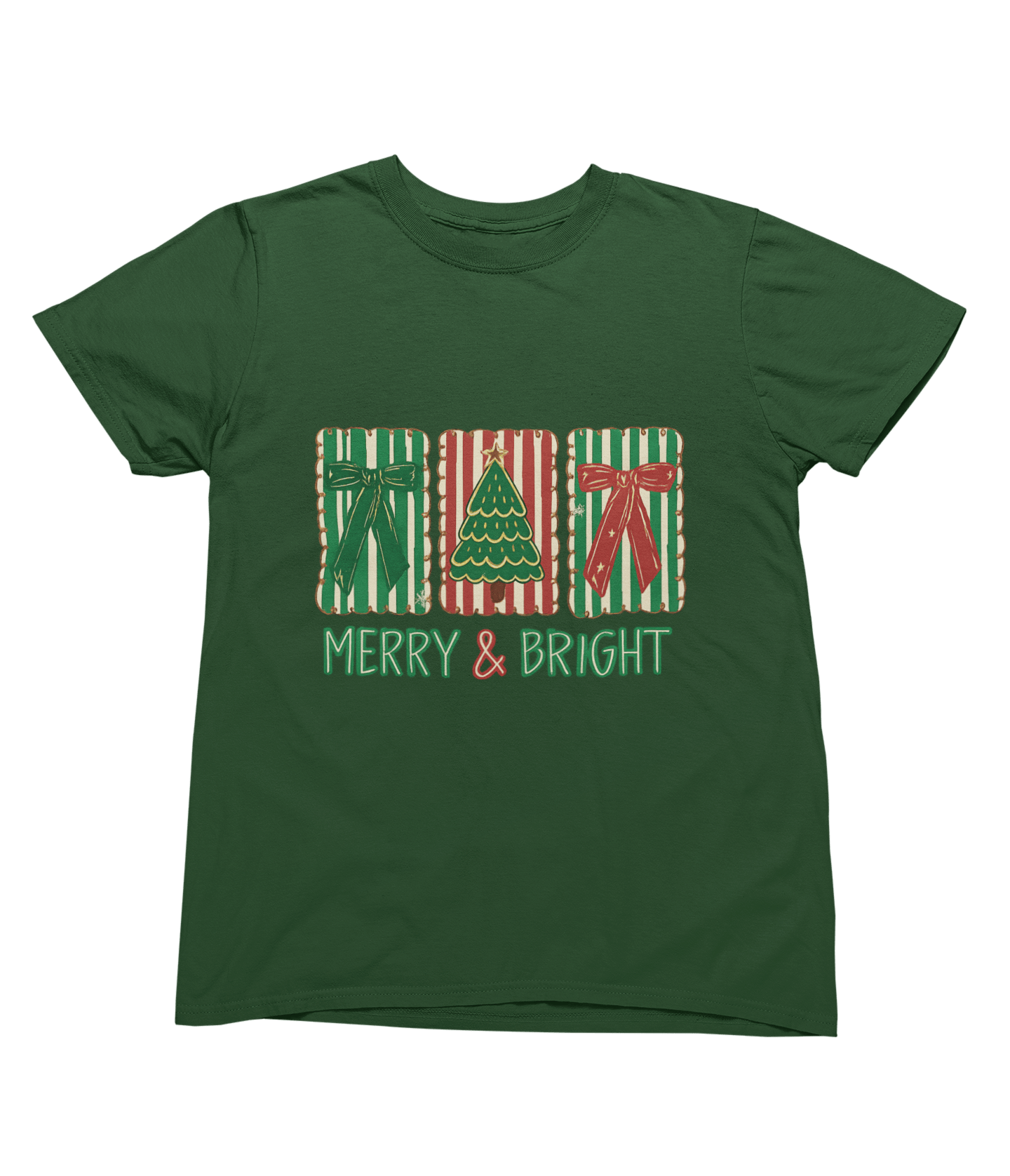 Merry & Bright Christmas Coquette Cookie Sweatshirt – Festive Biscuit Design T-Shirt / 3XL (Adult) / Green gift_idea unique_gift personalised_gift