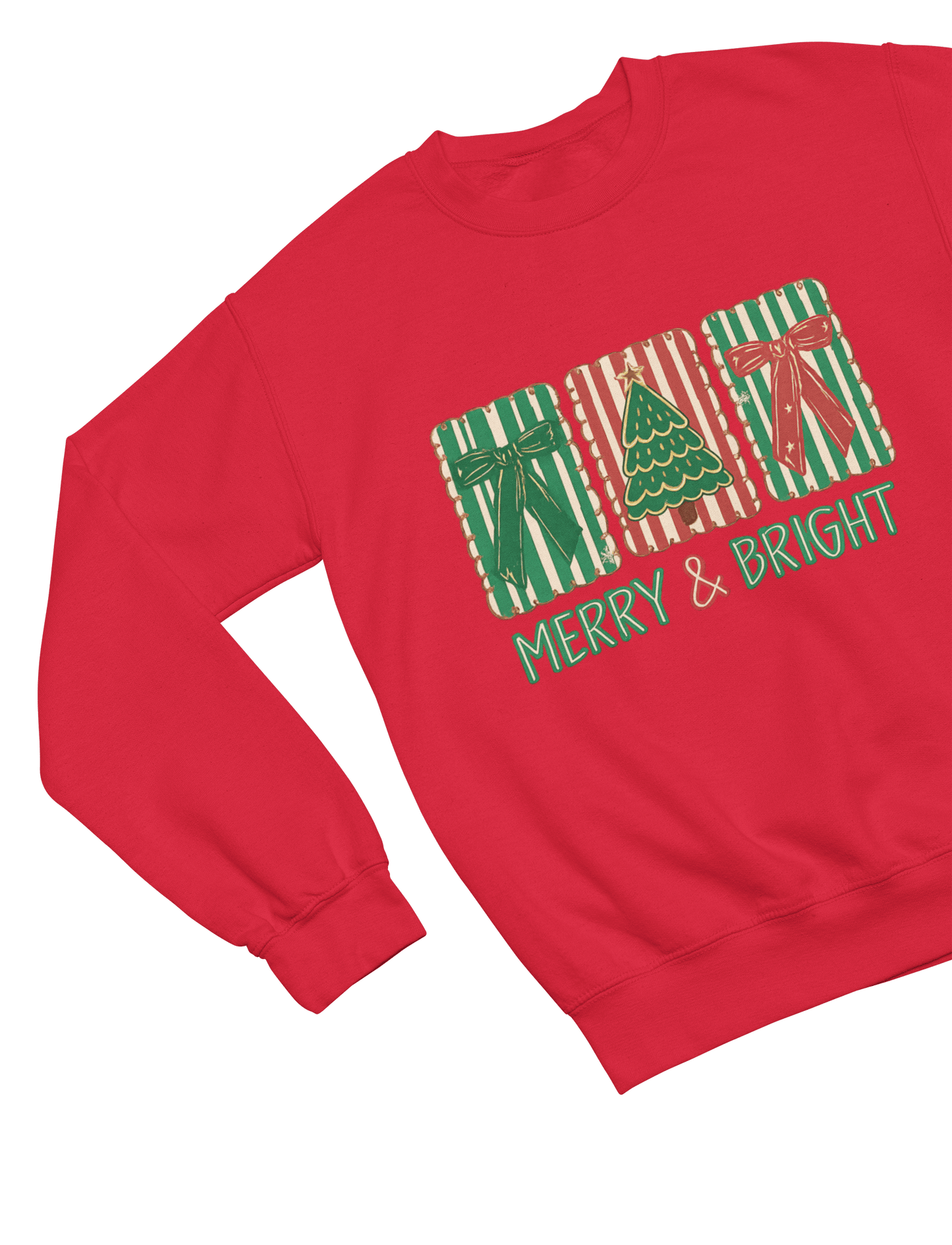 Merry & Bright Christmas Coquette Cookie Sweatshirt – Festive Biscuit Design Sweatshirt / 3XL (Adult) / Red gift_idea unique_gift personalised_gift