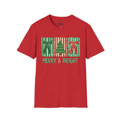 merry & bright christmas gifts t-shirt red t-shirt Christmas gift idea
