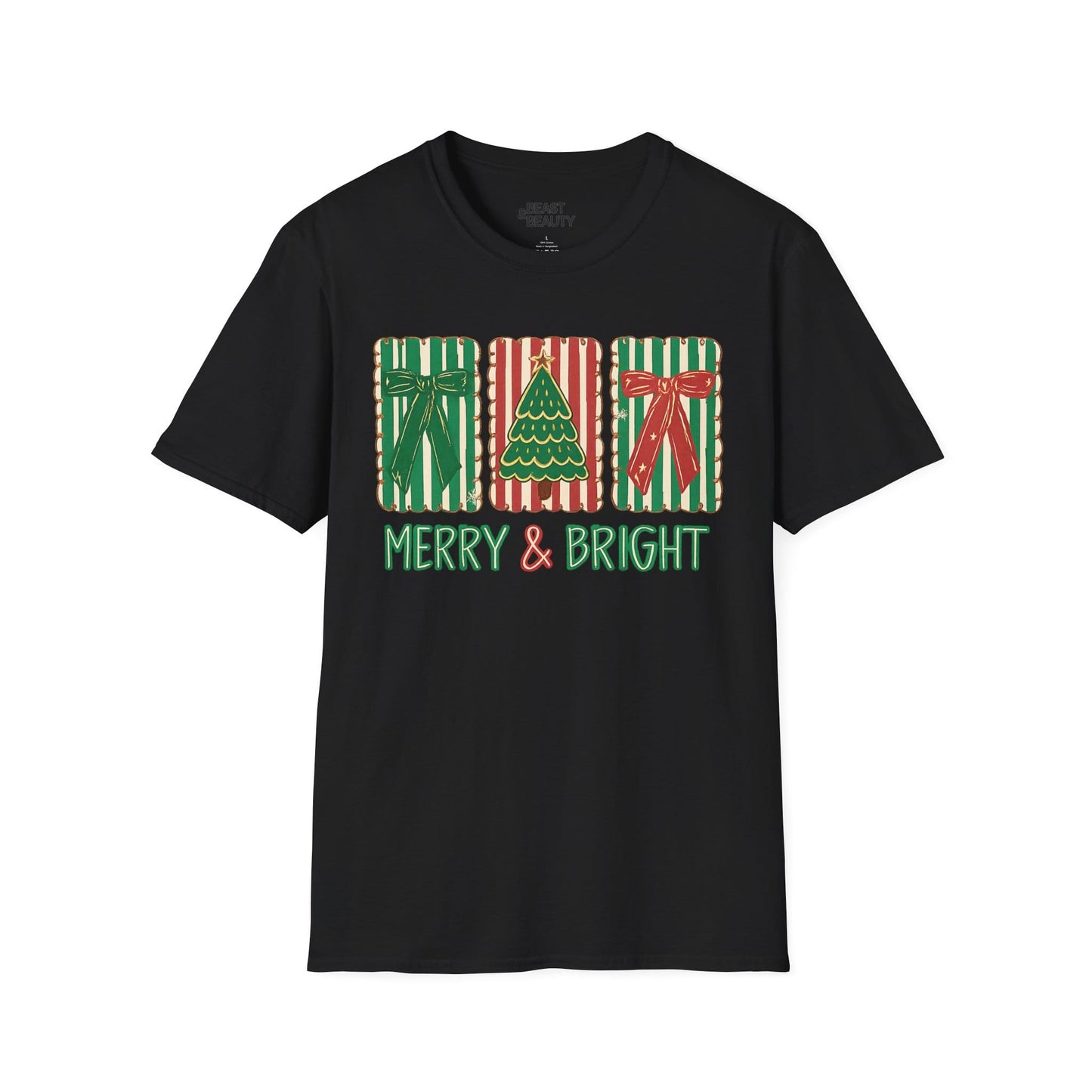 merry & bright christmas gifts t-shirt black t-shirt Christmas gift idea