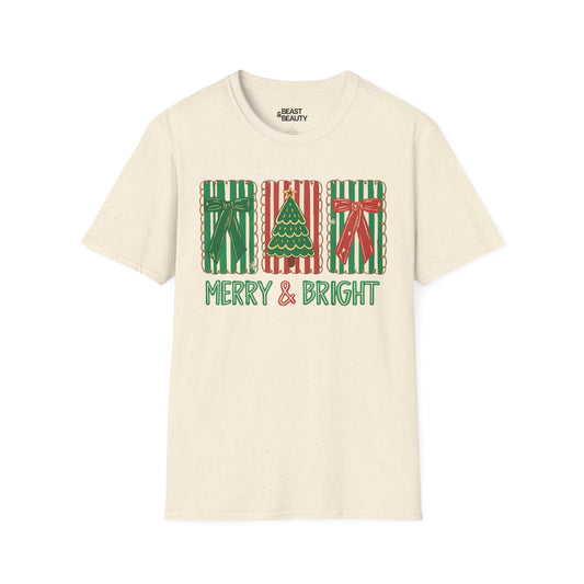 merry & bright christmas gifts t-shirt natural t-shirt Christmas gift idea