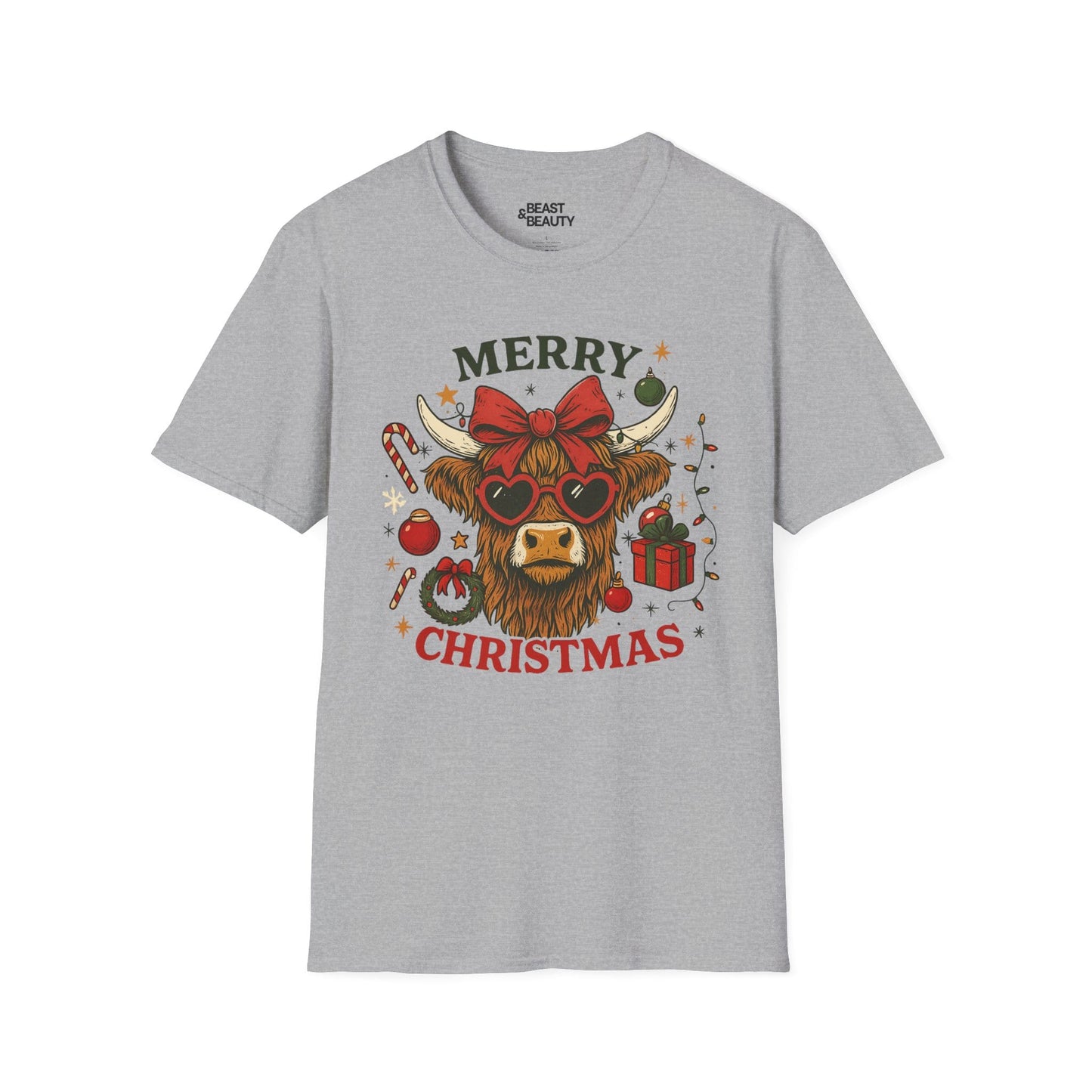 merry christmas highland cow t-shirt sport grey t-shirt Christmas gift idea
