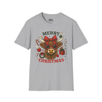 merry christmas highland cow t-shirt sport grey t-shirt Christmas gift idea