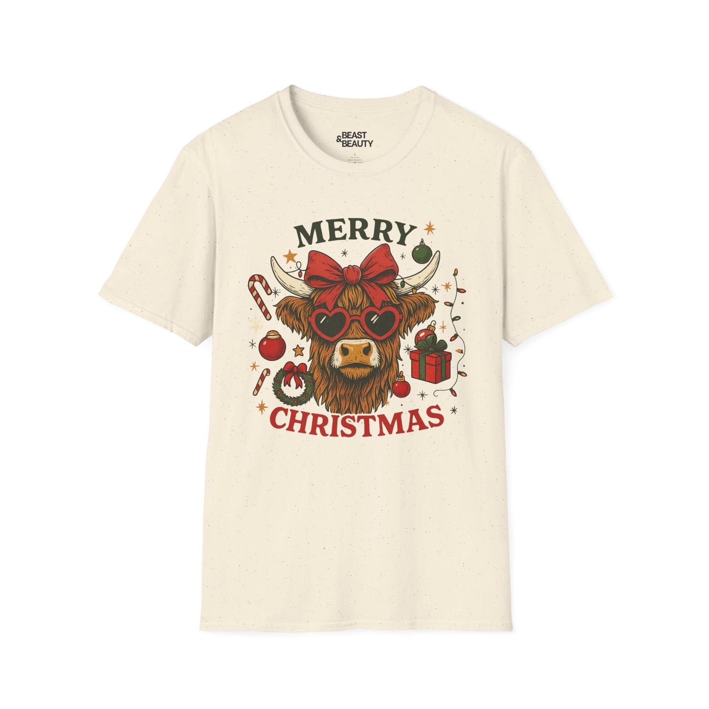 merry christmas highland cow t-shirt natural t-shirt Christmas gift idea