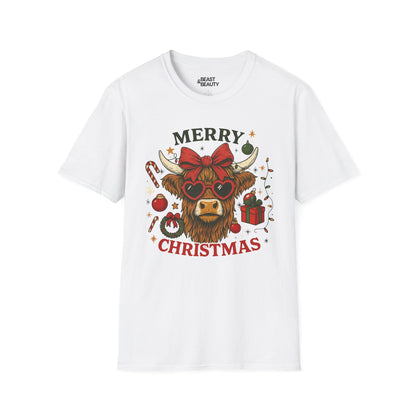 merry christmas highland cow t-shirt white t-shirt Christmas gift idea