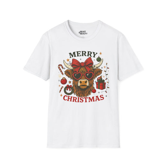 merry christmas highland cow t-shirt white t-shirt Christmas gift idea