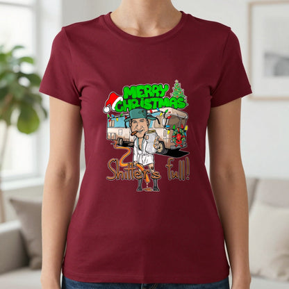 Merry Christmas Shitter's Full T-Shirt & Sweatshirt in Cherry Red, worn, our photo