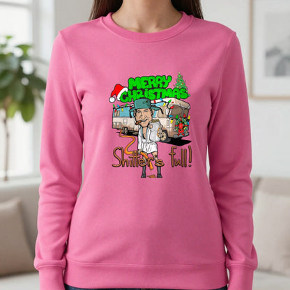 Merry Christmas Shitter's Full T-Shirt & Sweatshirt in Heliconia, worn, our photo